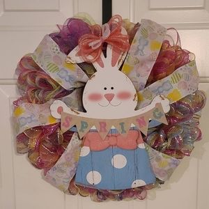 Spring-themed Deco Mesh Wreath